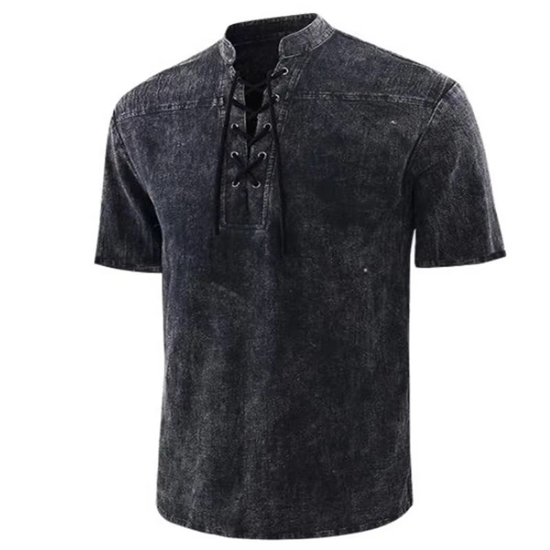 T-Shirt à Manches Courtes et Col Montant pour Homme