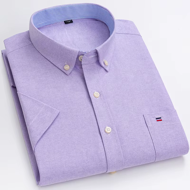 Chemise à carreaux rayée à manches courtes pour hommes