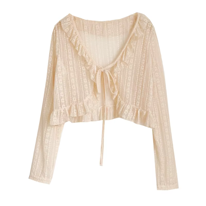 Blouson haussement d'épaules en dentelle pour femme