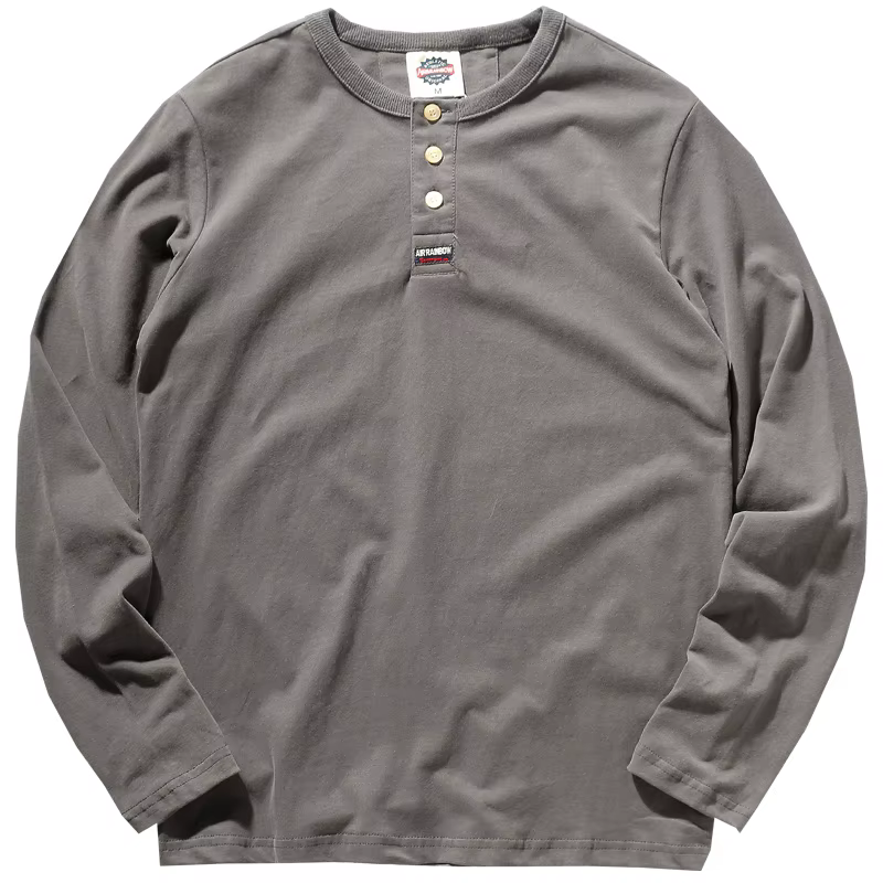 T-shirt à manches longues col Henry pour homme