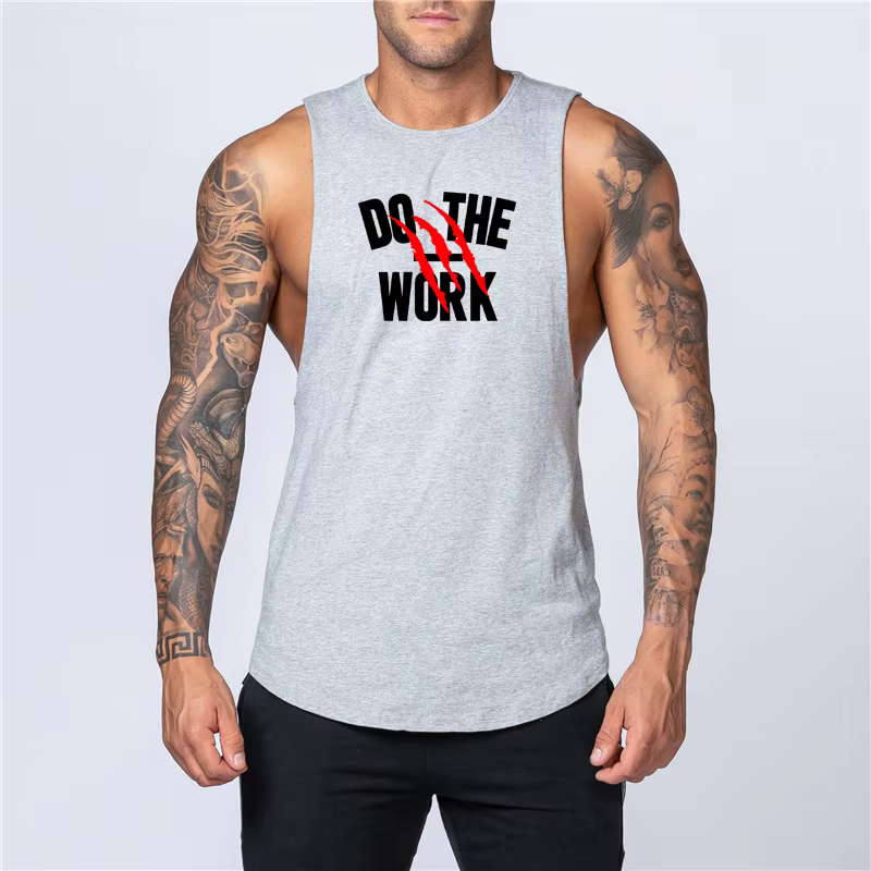 Débardeur en coton pour homme, vêtement de sport, sans manches, pour musculation, Fitness