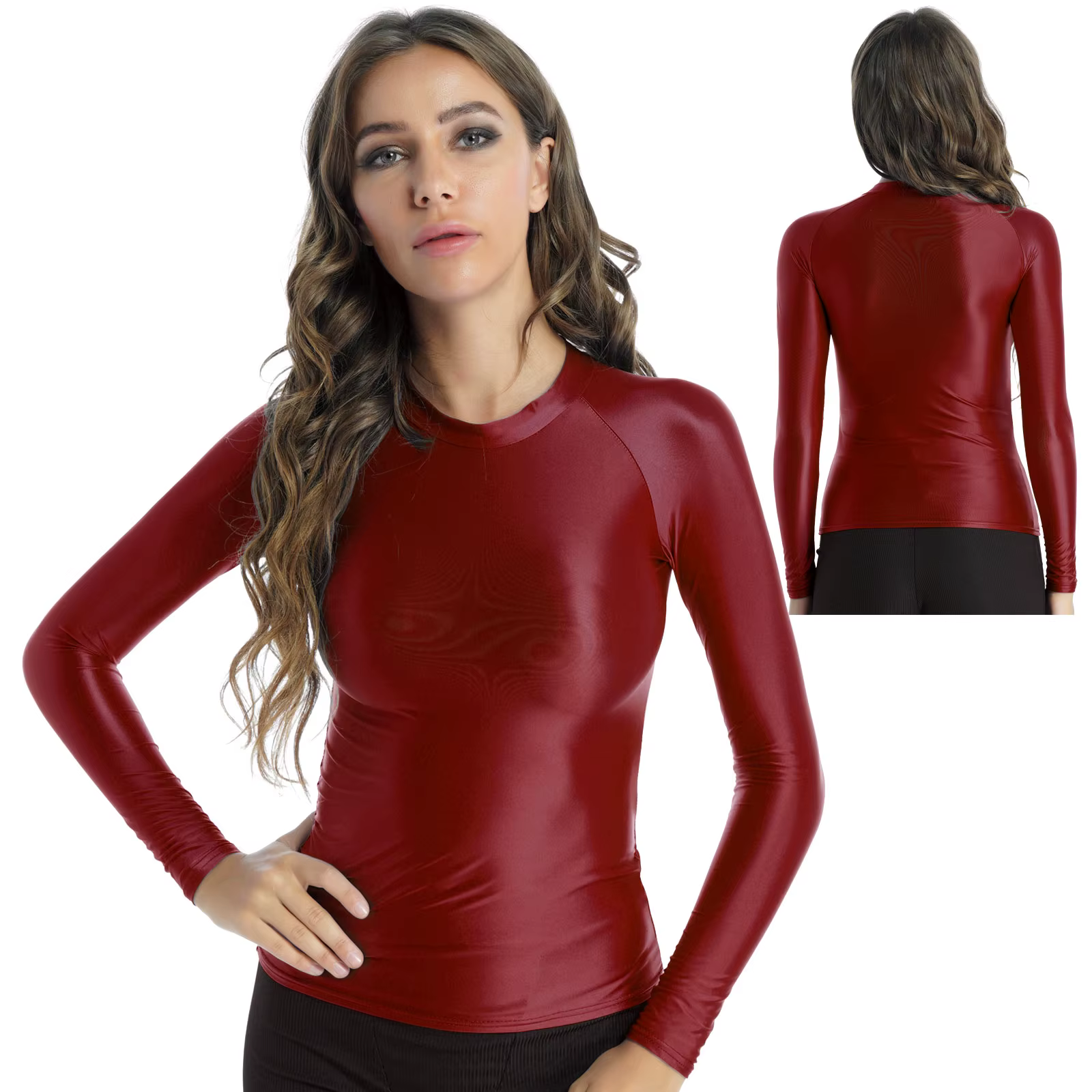 T-shirts brillants pour femmes t-shirt métallique brillant hauts Disco