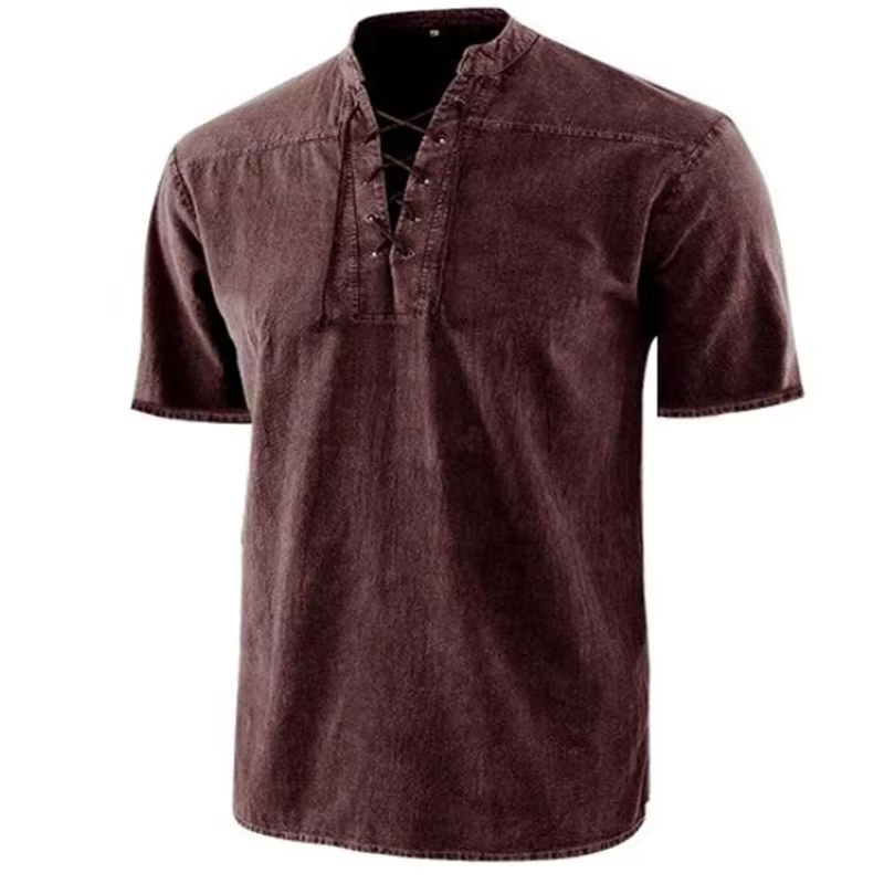 T-Shirt à Manches Courtes et Col Montant pour Homme