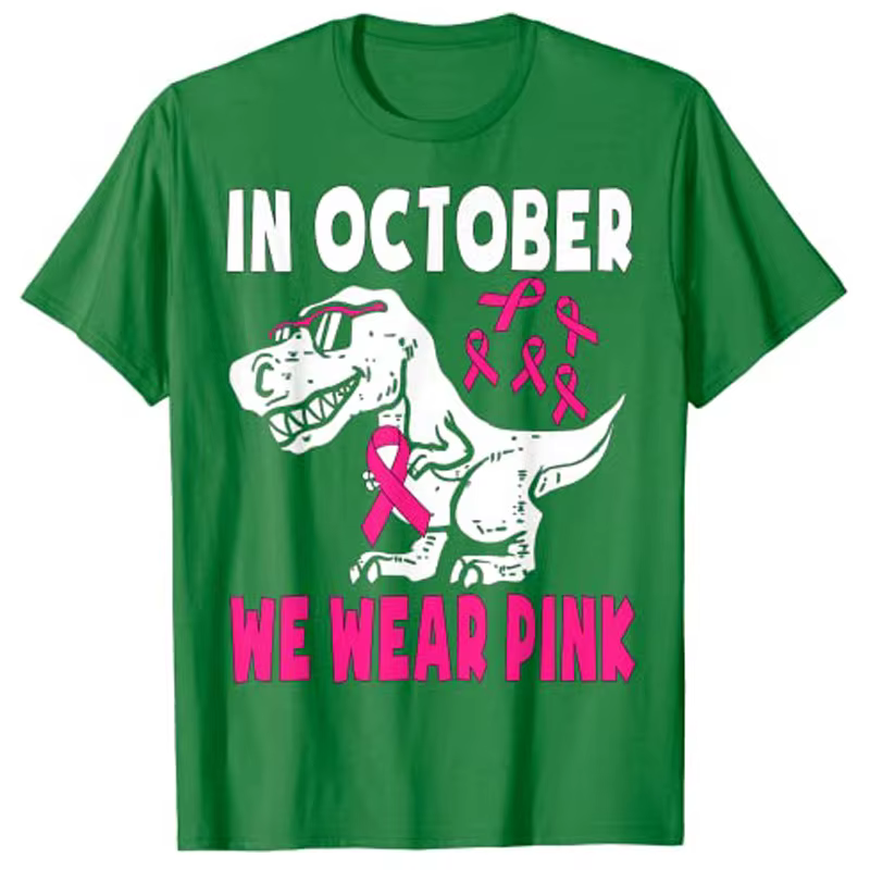 En octobre, nous portons un T-Shirt dinosaure rose pour enfants en bas âge