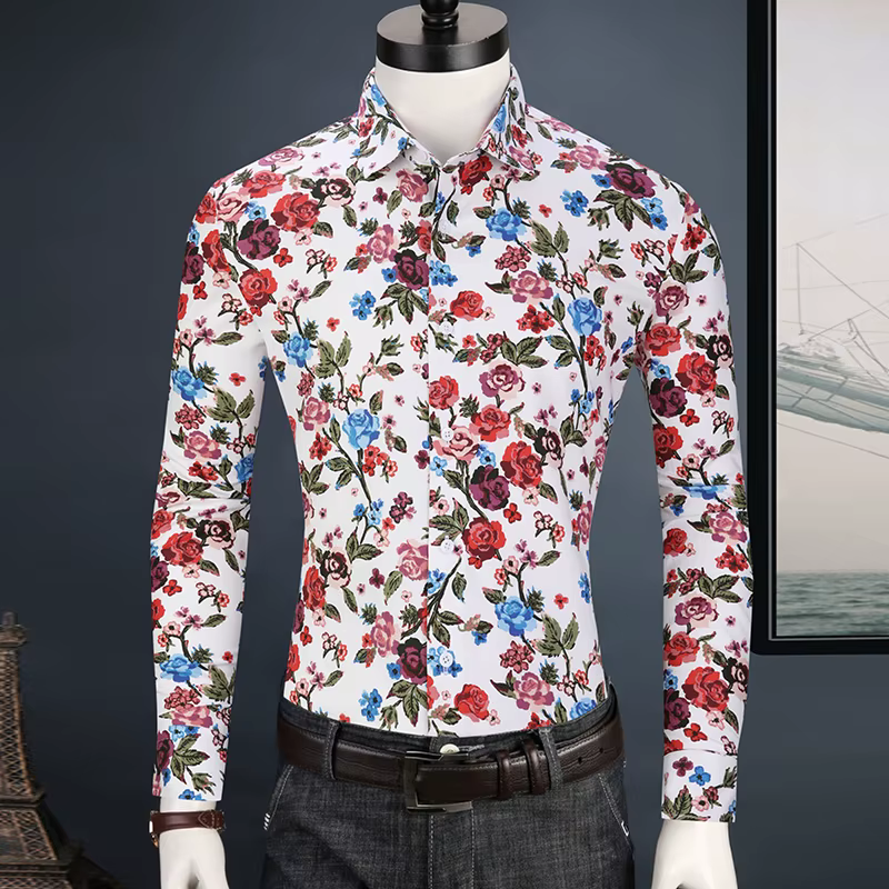 Chemise à imprimé floral pour hommes