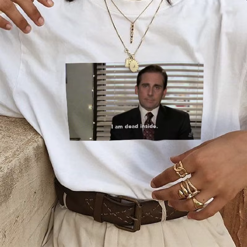T-shirt humoristique pour femme, estival et décontracté, à la mode, avec I am dead Michael Scott, Tumblr Grunge