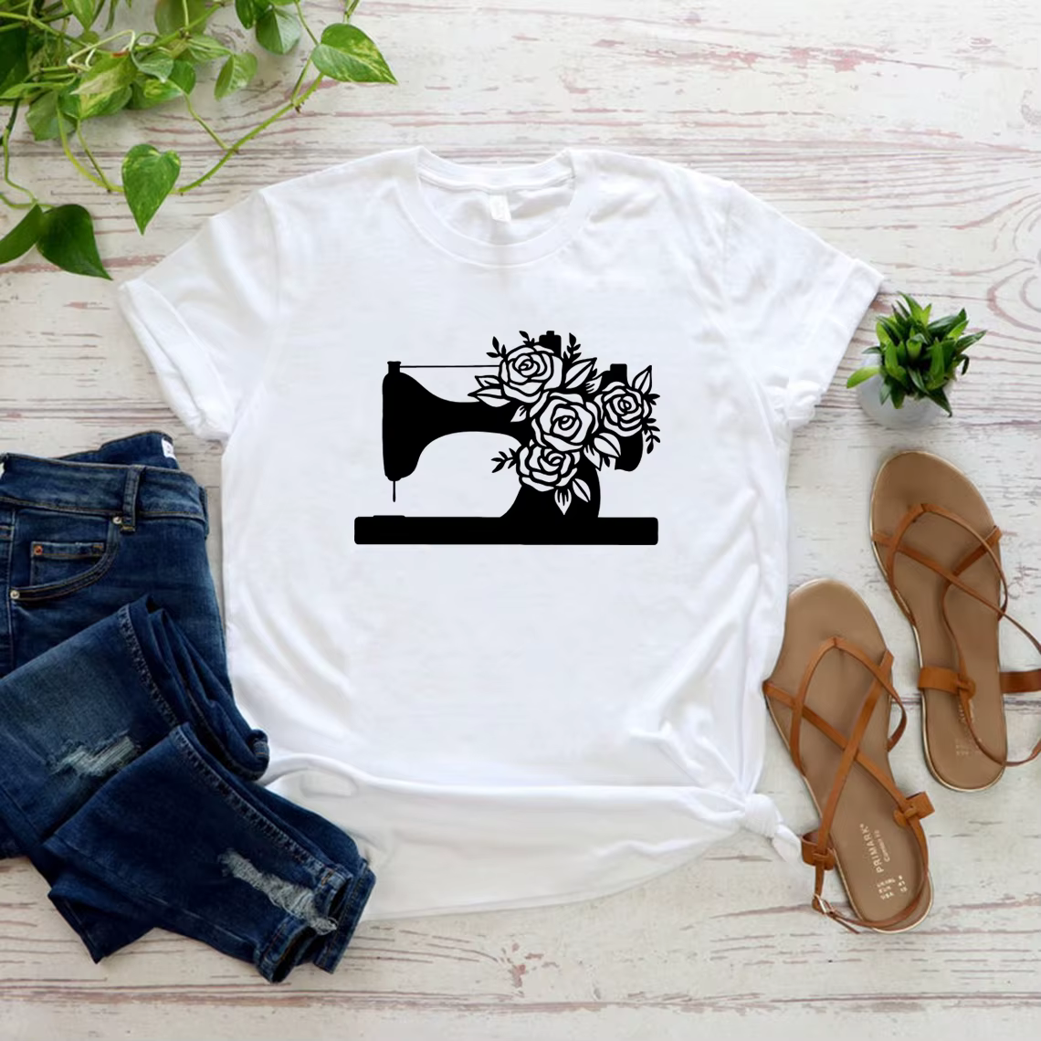 T-shirt fantaisie de couturière pour femme