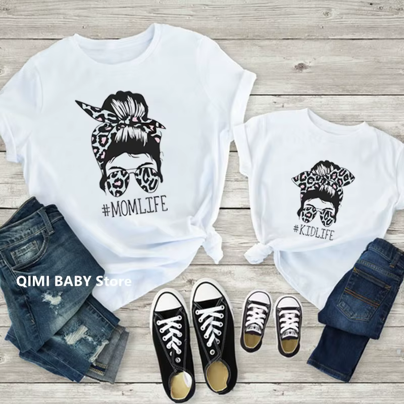 T-shirt d'été à manches courtes pour mère et fille