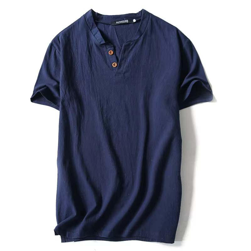 2025 nouvelle marque d'été T-Shirt hommes à manches courtes en vrac respirant coton lin