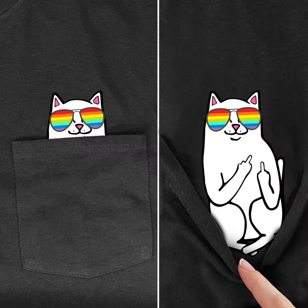 PLstar Cosmos t-shirt été poche chat imprimé