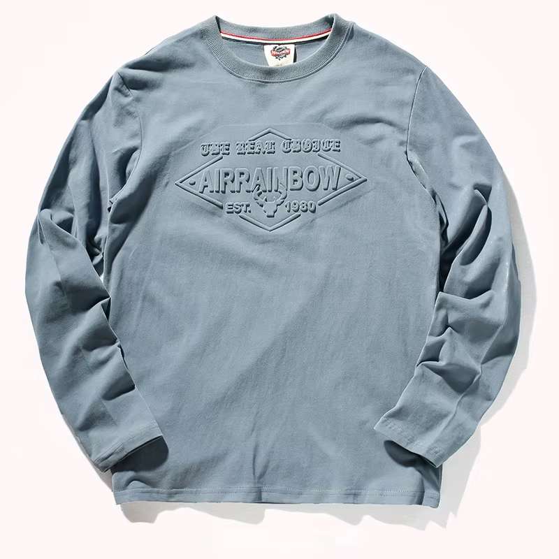 T-shirt à manches longues à col rond pour hommes