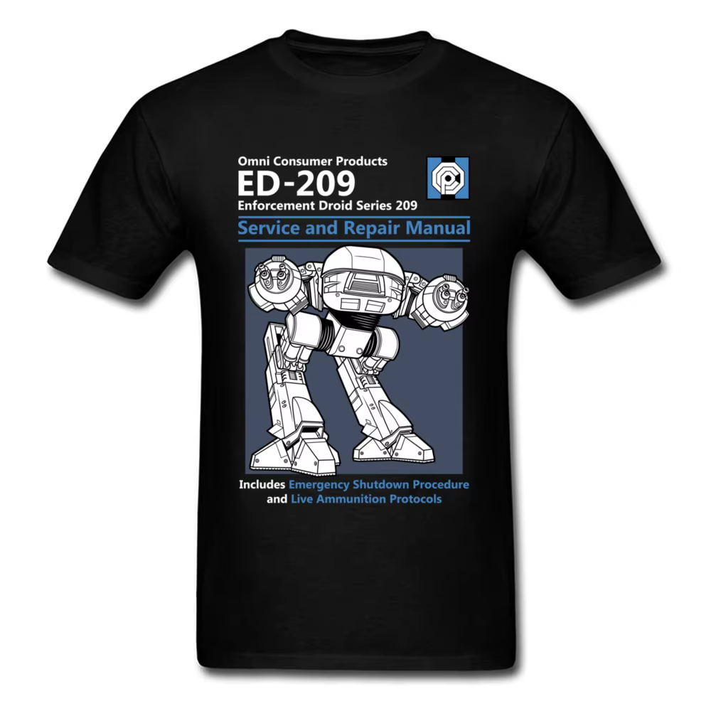 T-shirt en coton imprimé robot pour hommes