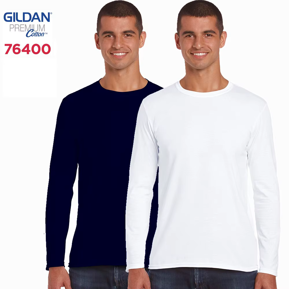 GILDAN 76400 hommes 100% coton T-shirts solide à manches longues col rond t-shirt