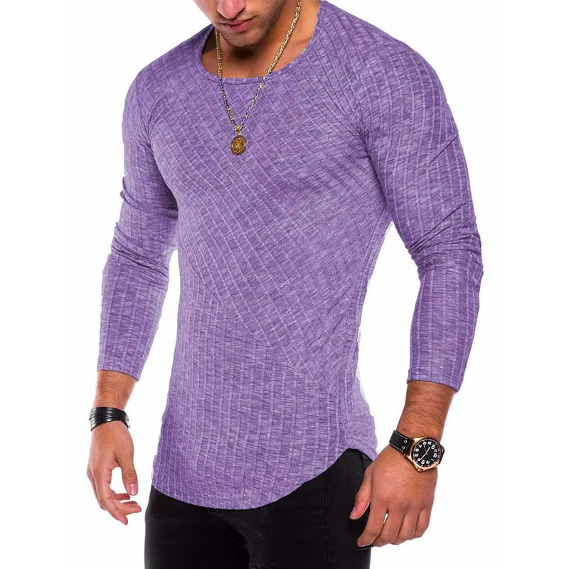 T-shirt Rayé à Manches sulfet Col Rond pour Homme Streetwear