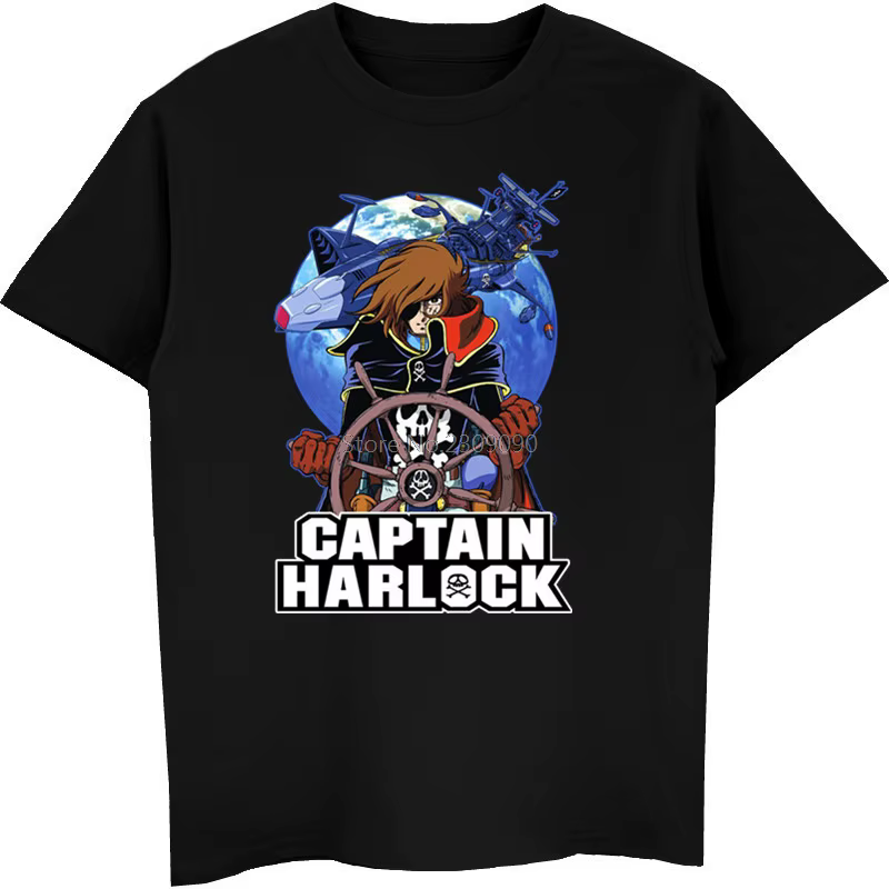 Anime capitaine Harlock T-shirt hommes coton à manches courtes