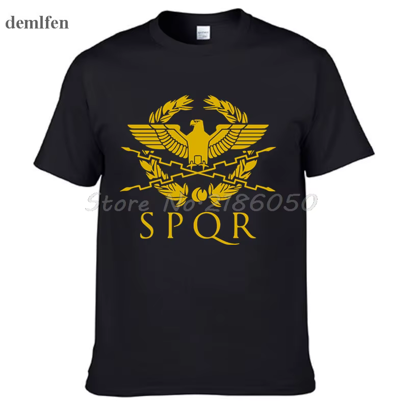 SPQR gladiateur romain impérial aigle d'or T-Shirt hommes décontracté court col rond