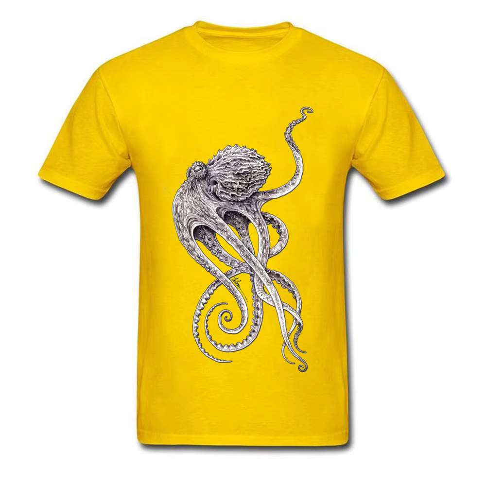 T-shirt à manches courtes imprimé pieuvre rétro pour hommes