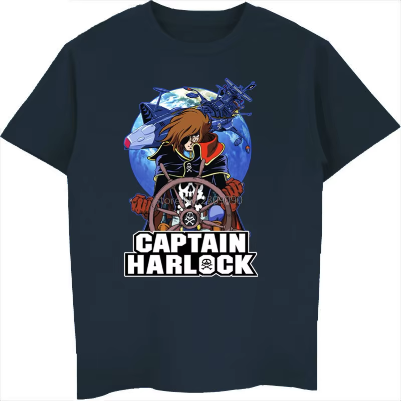 Anime capitaine Harlock T-shirt hommes coton à manches courtes