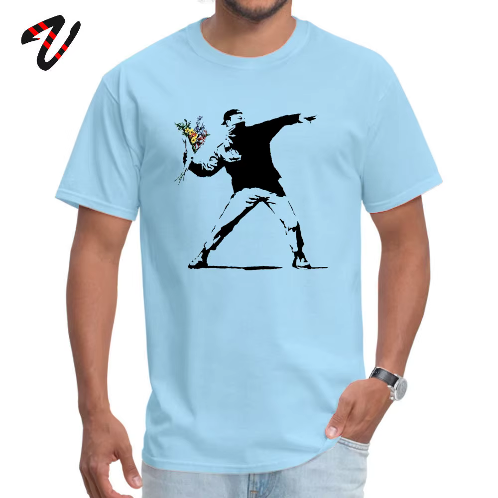 Swag Banksy lanceur de fleurs T-shirts 100% coton tissu hommes t-shirt
