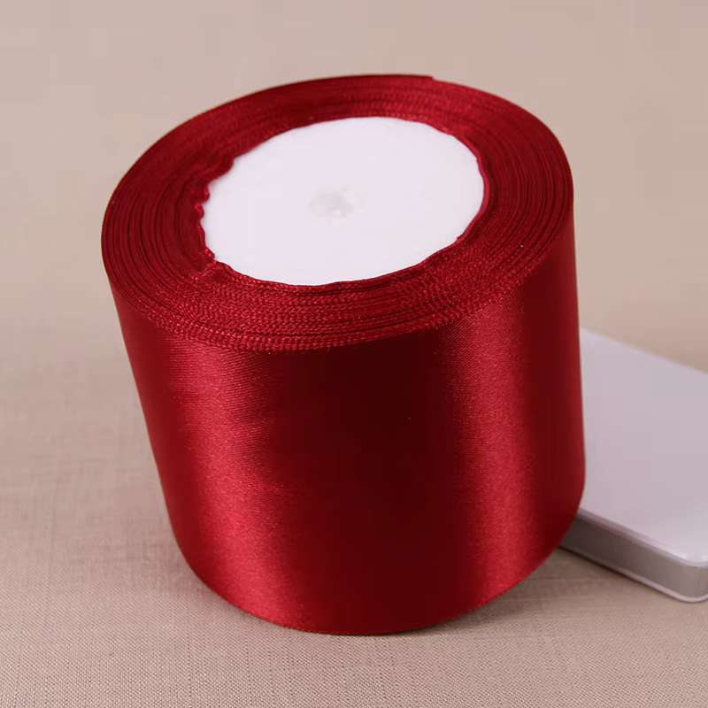 (25 yards/rouleau) ruban de Satin simple visage rouge vin vente en gros emballage cadeau noël nouvel an vêtements tissu