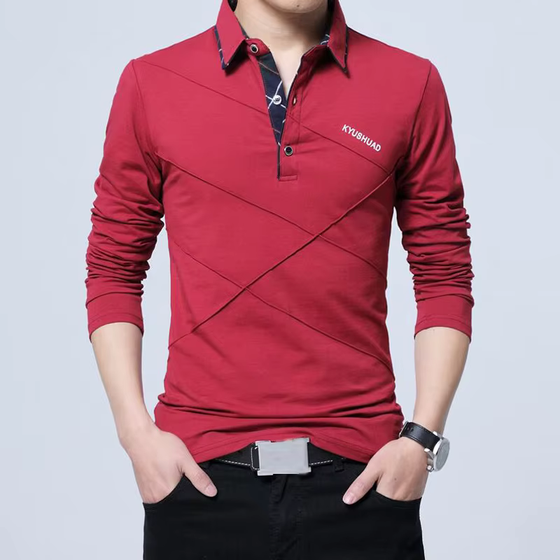 Polo à manches longues en coton pour homme