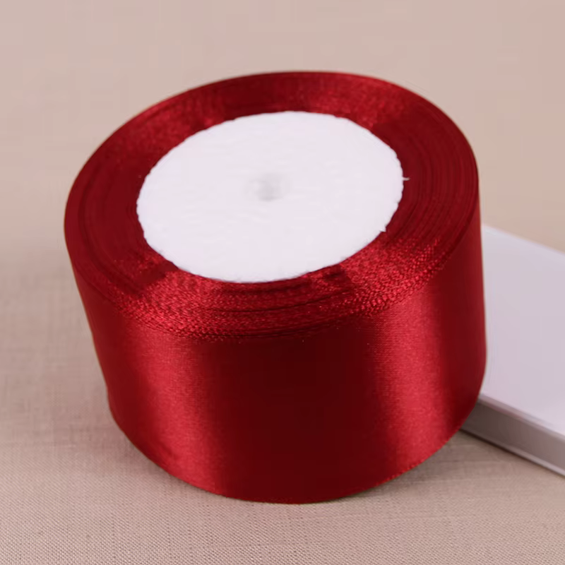 (25 yards/rouleau) ruban de Satin simple visage rouge vin vente en gros emballage cadeau noël nouvel an vêtements tissu