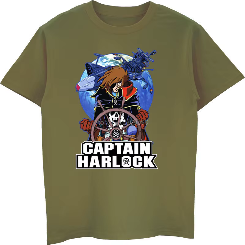 Anime capitaine Harlock T-shirt hommes coton à manches courtes