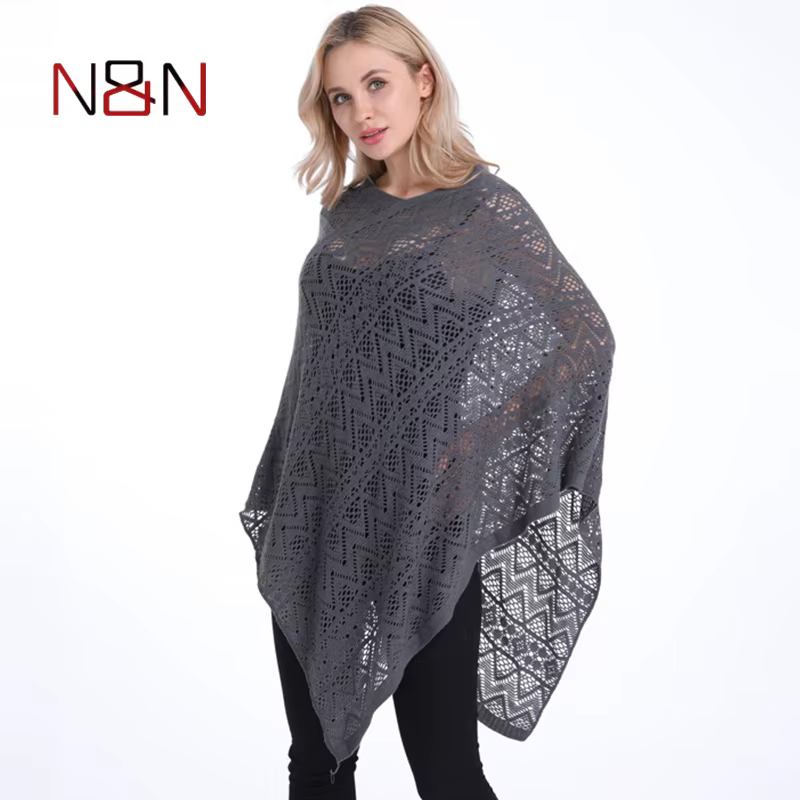Livraison directe nouvelle mode femme Poncho mince pull femmes couleur unie rayure Cardigans grande taille