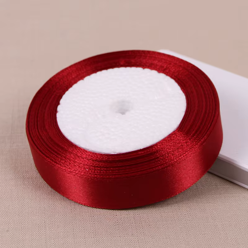 (25 yards/rouleau) ruban de Satin simple visage rouge vin vente en gros emballage cadeau noël nouvel an vêtements tissu