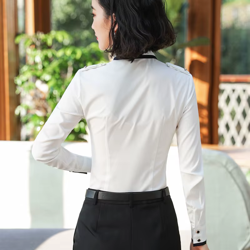 Naviu-Chemisier à manches longues en mousseline de soie pour femme