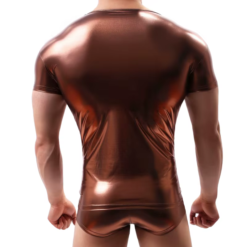 T-shirt en cuir pour homme, streetwear, harajuku