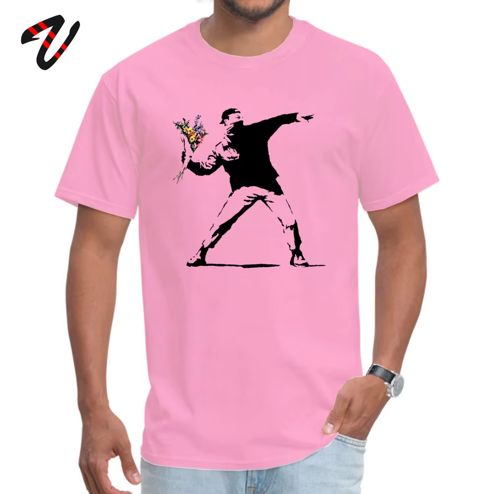 Swag Banksy lanceur de fleurs T-shirts 100% coton tissu hommes t-shirt
