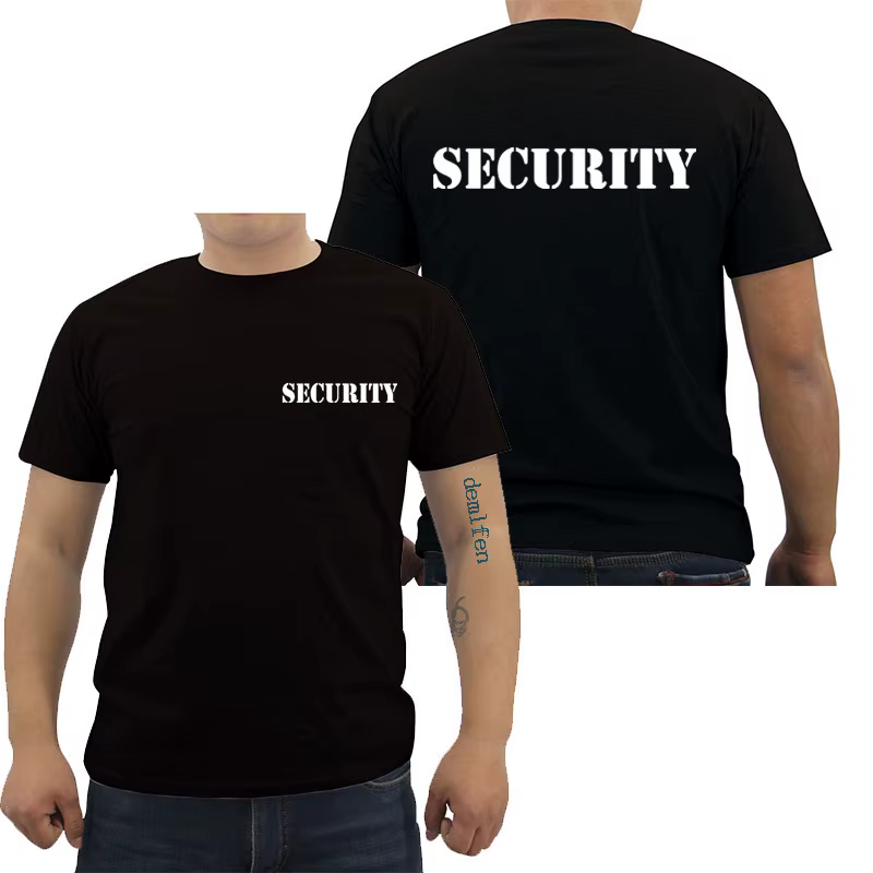 Sécurité hommes T-shirt événement personnel noir Double face haut qualité coton décontracté à manches courtes