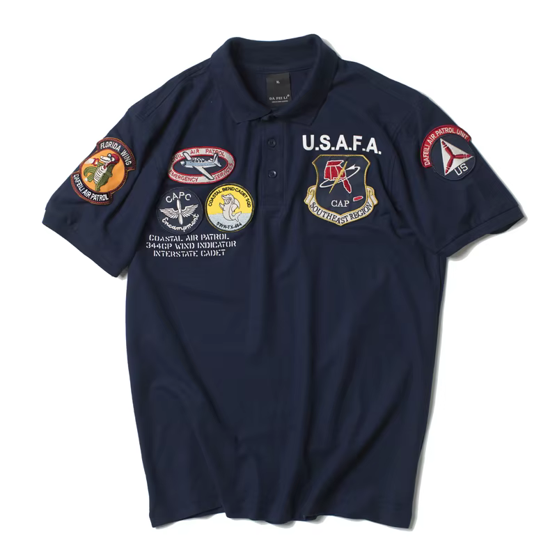 2025 vintage USAFA top gun polo hommes vêtements marques été à manches courtes militaire air force un top gun armée USN MA1 USMC
