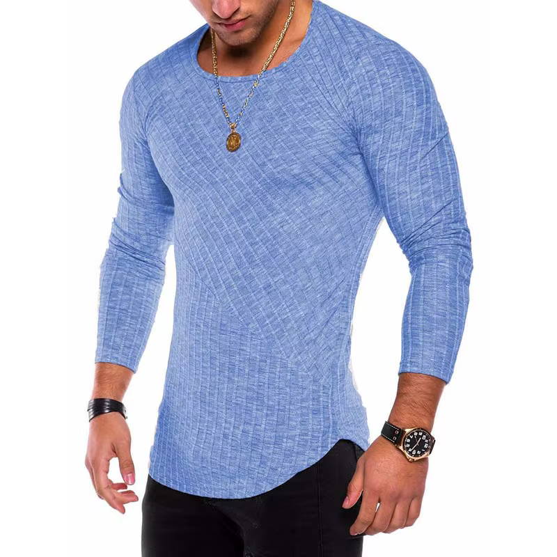 T-shirt Rayé à Manches sulfet Col Rond pour Homme Streetwear