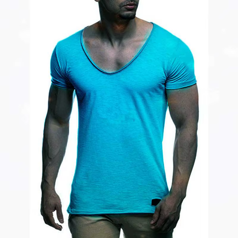 T-shirt hommes 2025 loisirs été à manches courtes couleur unie patchwork hauts t-shirts vêtements