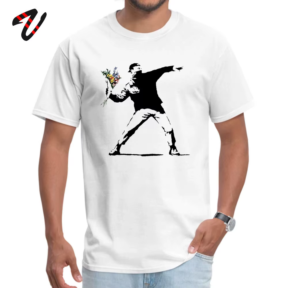 Swag Banksy lanceur de fleurs T-shirts 100% coton tissu hommes t-shirt