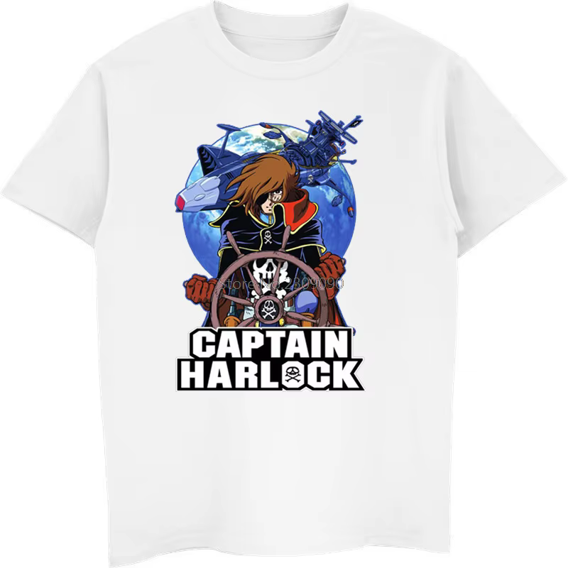 Anime capitaine Harlock T-shirt hommes coton à manches courtes