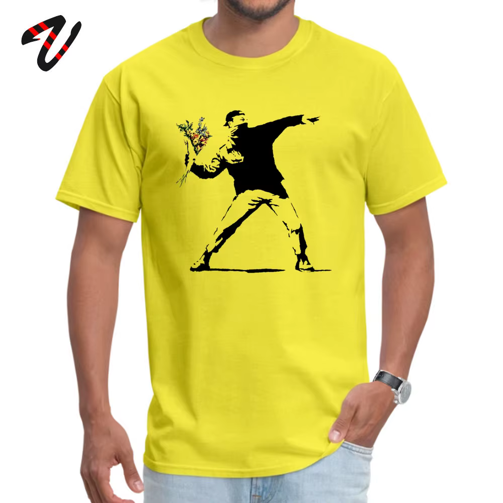 Swag Banksy lanceur de fleurs T-shirts 100% coton tissu hommes t-shirt