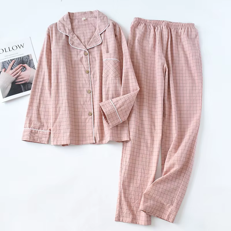 Pyjama pantalon à manches longues en coton pour femmes