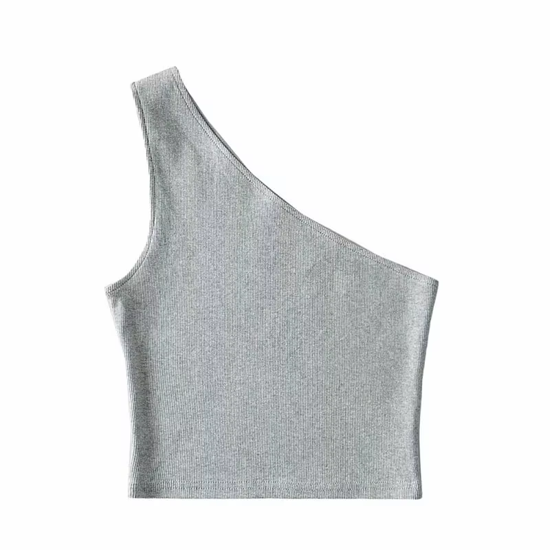Débardeur court à col oblique pour femmes, corset élastique, sexy, mince, en Y