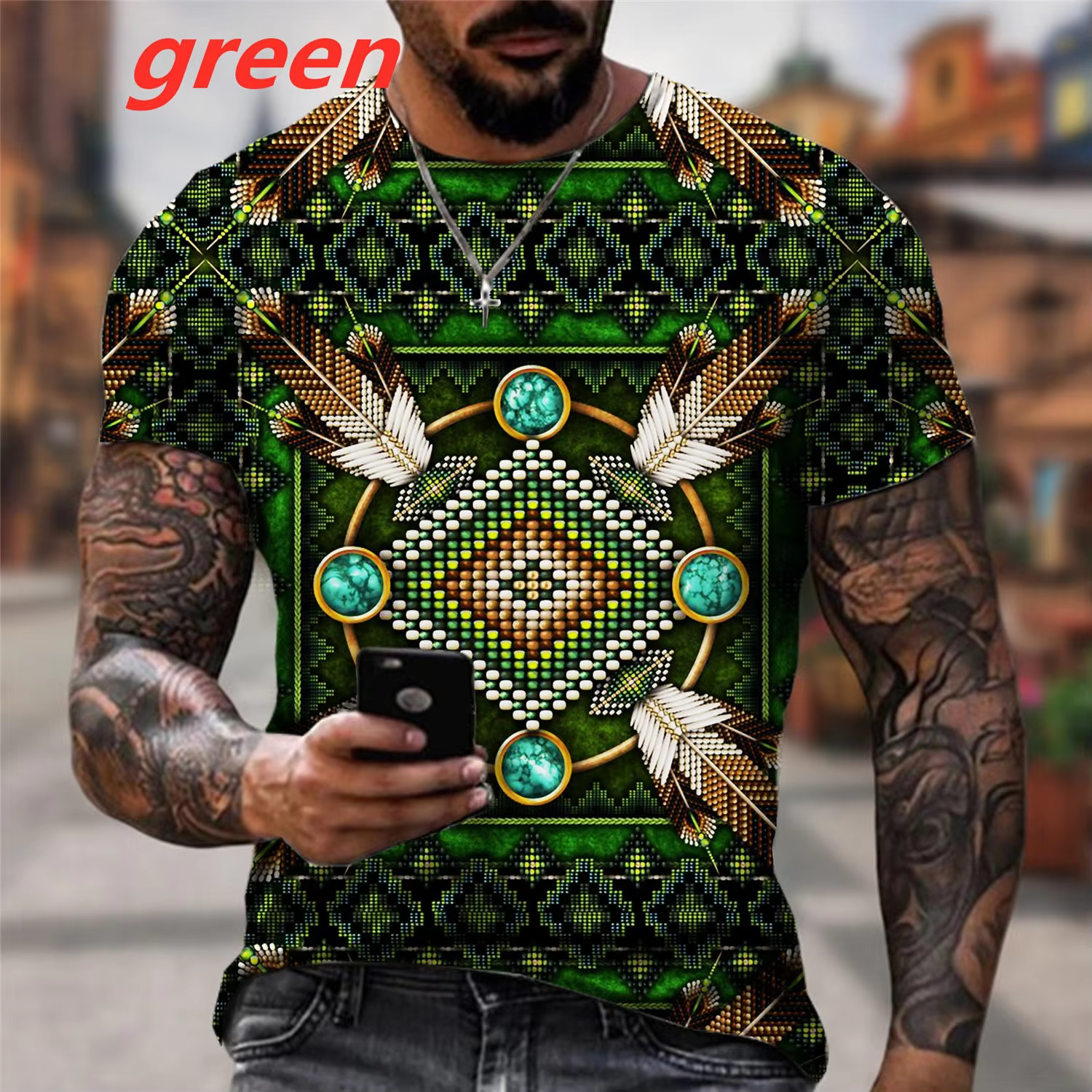 T-shirt à manches courtes imprimé en 3D pour hommes