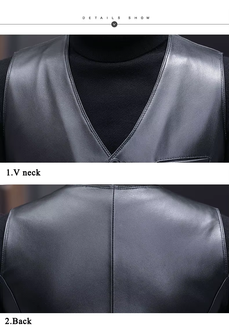Gilet classique en cuir véritable pour Hommes