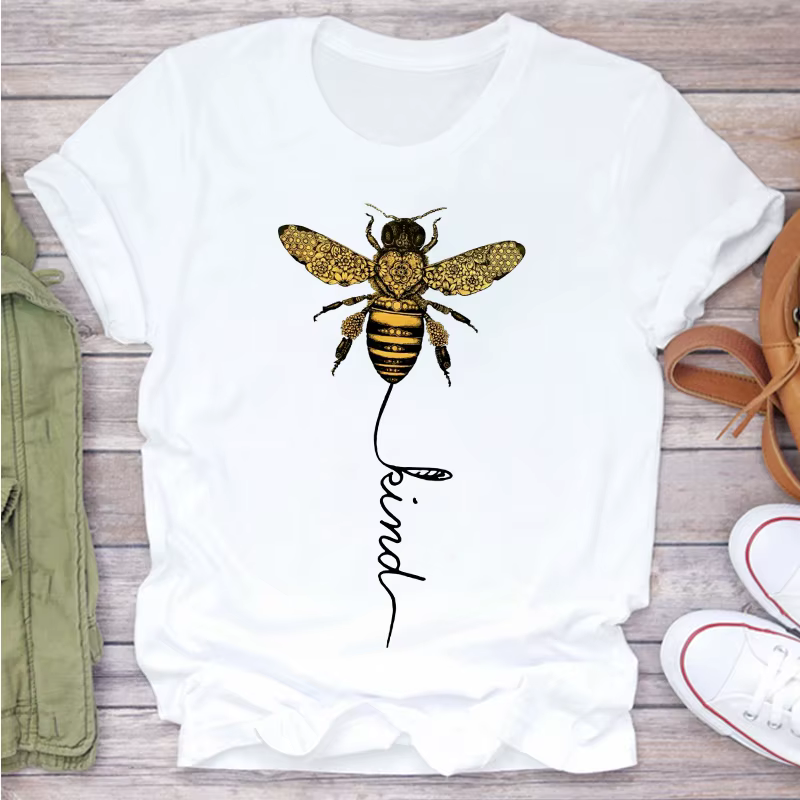 Hillbilly Bee Kind T-shirt jaune femmes esthétique graphique à manches courtes coton Polyester t-shirts femme Camisetas Verano 2021