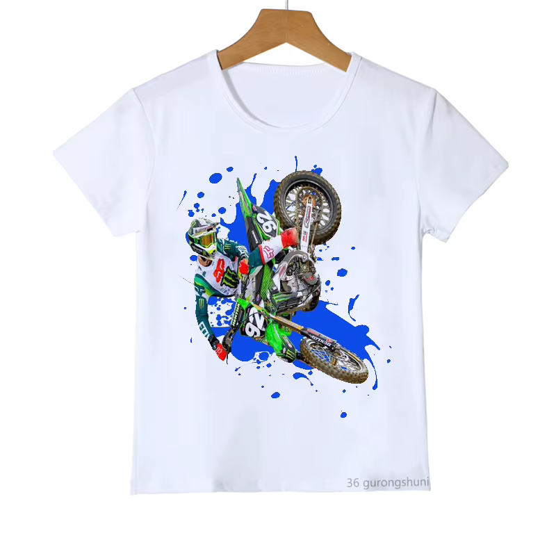 Nouveaux garçons T-Shirts drôle Super Motocross graphique impression adolescent t-shirt été enfants T Shirs