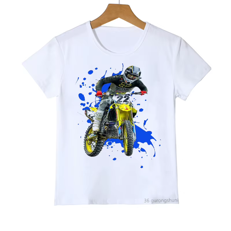 Nouveaux garçons T-Shirts drôle Super Motocross graphique impression adolescent t-shirt été enfants T Shirs