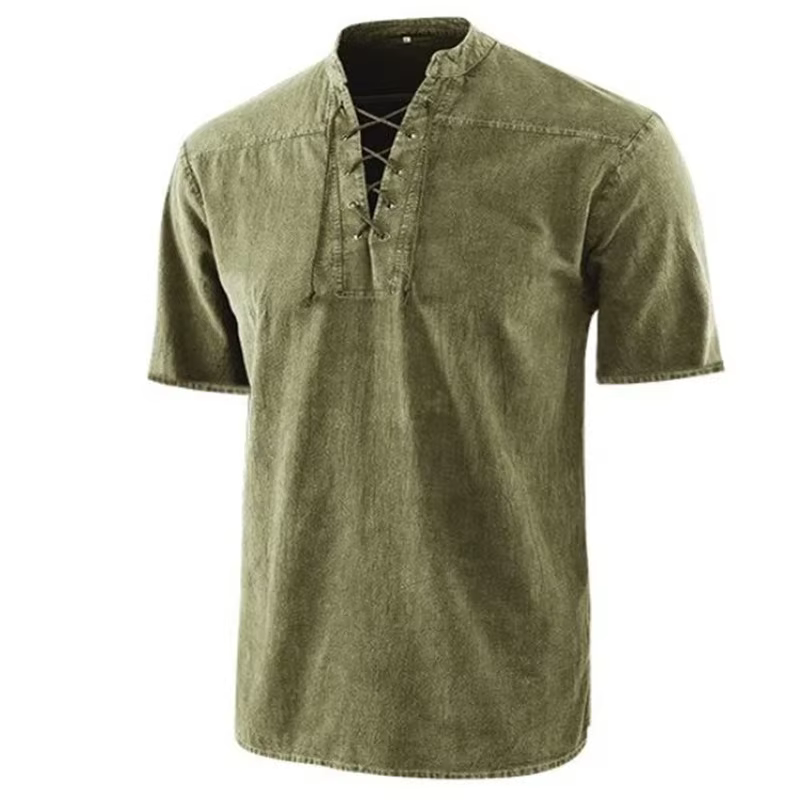 T-Shirt à Manches Courtes et Col Montant pour Homme