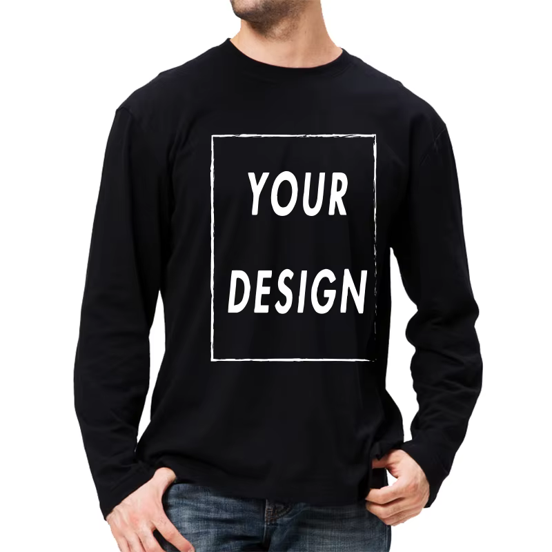 Chemise à manches longues personnalisée taille ue 100% coton faites votre conception Logo texte cadeaux de haute qualité hauts