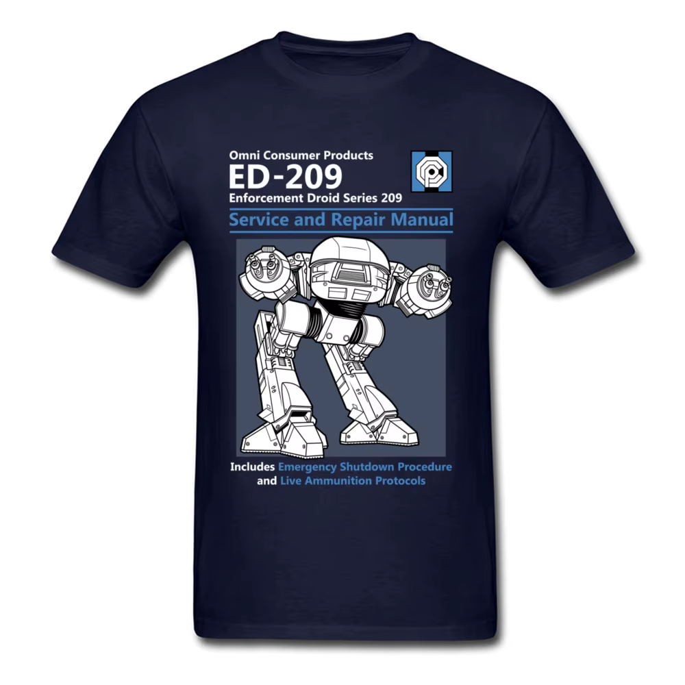 T-shirt en coton imprimé robot pour hommes