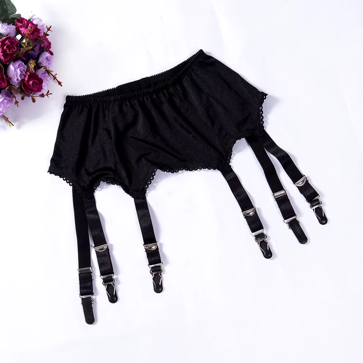 Porte-jarretelles en dentelle transparente pour femmes
